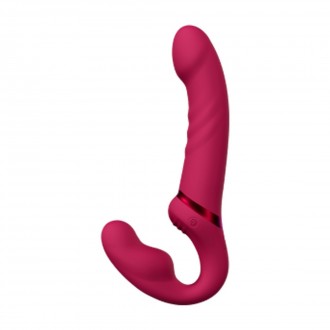 LAPIS - APP-CONTROLLED DUAL ENDED VIBRATING STRAPLESS STRAP-ON - RED