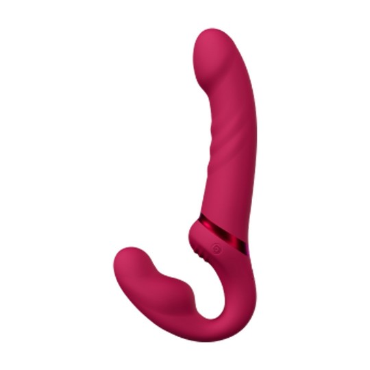 LAPIS - APP-CONTROLLED DUAL ENDED VIBRATING STRAPLESS STRAP-ON - RED