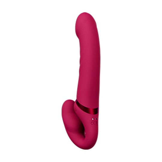 LAPIS - APP-CONTROLLED DUAL ENDED VIBRATING STRAPLESS STRAP-ON - RED