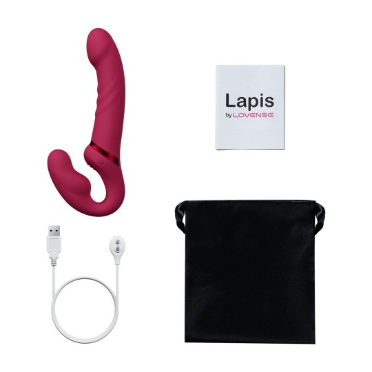 LAPIS - APP-CONTROLLED DUAL ENDED VIBRATING STRAPLESS STRAP-ON - RED
