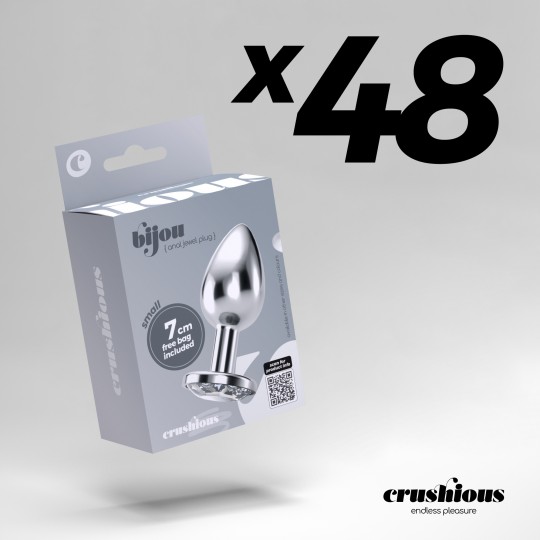 PACK DE 48 PLUG ANAL JOYA BIJOU TRANSPARENTE PEQUEÑO CRUSHIOUS CON BOLSA ATERCIOPELADA GRATIS