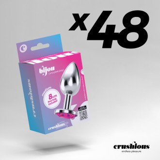 CONFEZIONE DA 48 CRUSHIOUS MEDIO ROSA BIJOU GIOIELLI ANAL PLUG CON TRASPORTO VELLUTATO POUCH