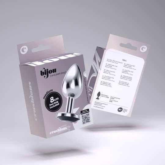 PLUG ANAL JOYA BIJOU NEGRO MEDIANO CRUSHIOUS CON BOLSA ATERCIOPELADA GRATIS