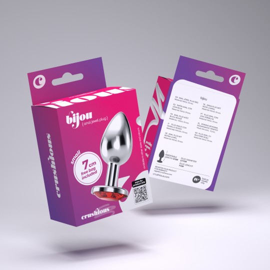 PACK DE 48 PLUG ANAL JOYA BIJOU ROJO PEQUEÑO CRUSHIOUS CON BOLSA ATERCIOPELADA GRATIS