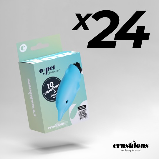 PACK DE 24 O-PET GOLFINHO COM BALA DE 10 VIBRAÇÕES AZUL CRUSHIOUS