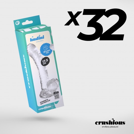 CONFEZIONE DA 32 HUDINI DILDO ANALE GELATINOSO TRASPARENTE CRUSHIOUS