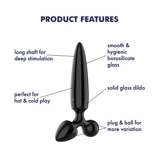 DILDO IN VETRO CON PLUG TRIPLE CRYSTAL 1 NERO SATISFYER