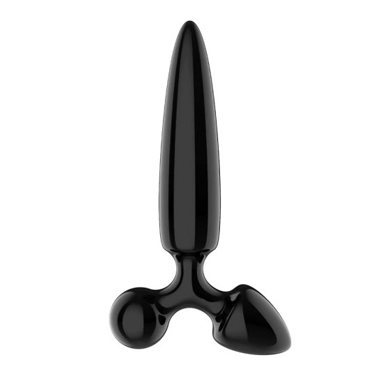 DILDO DE VIDRIO CON PLUG TRIPLE CRISTAL 1 NEGRO SATISFYER