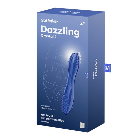DILDO DE VIDRIO DAZZLING CRYSTAL 2 AZUL SATISFYER