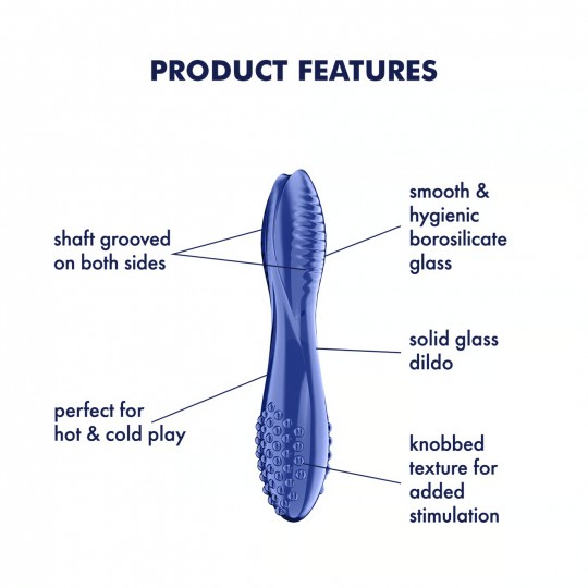 DILDO DE VIDRO DAZZLING CRYSTAL 2 AZUL SATISFYER