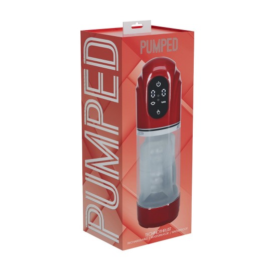 PUMPED TECHNOTHRUST AUTOMATIC WATERPROOF MASTURBATOR PUMP METALLIC RED