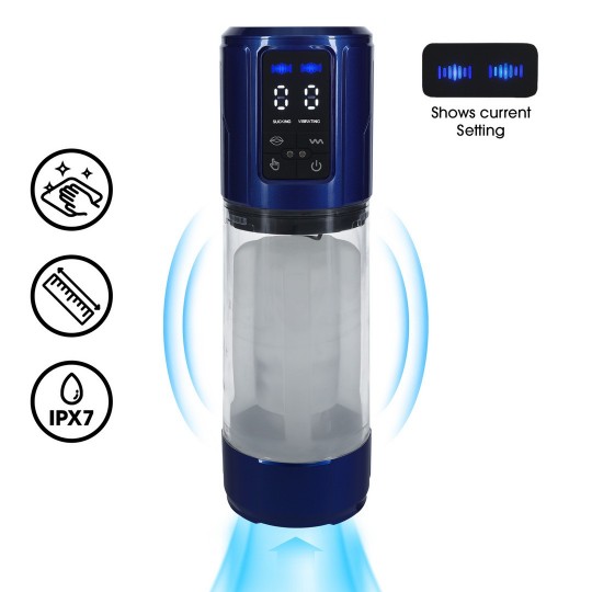ULTRALIFT - AUTOMATIC WATERPROOF MASTURBATOR PUMP - METALLIC BLUE