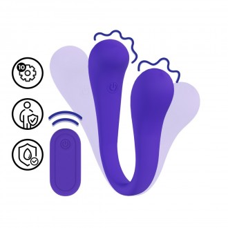 DUAL-ENDED BENDABLE VIBE WITH REMOTE CONTROL - PURPLE
