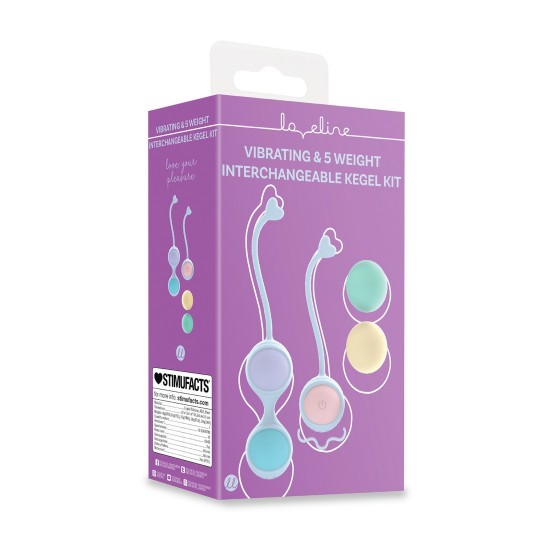 LOVELINE VIBRATING AND 5 WEIGHT INTERCHANGEABLE KEGEL KIT PURPLE