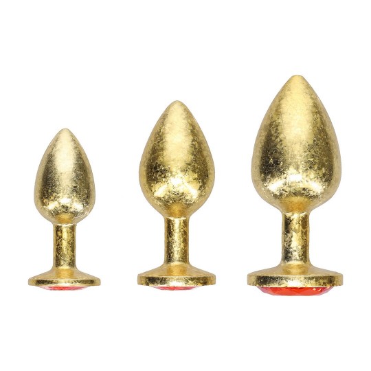 OUCH! MILAN COLLECTION METAL ANAL PLUG SET OF 3 PIECES GOLD