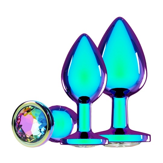 OUCH! VENICE COLLECTION METAL ANAL PLUG SET OF 3 PIECES IRIDESCENT 