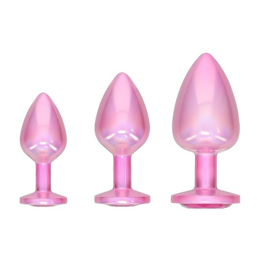 OUCH! PARIS COLLECTION METAL ANAL PLUG SET OF 3 PIECES PINK