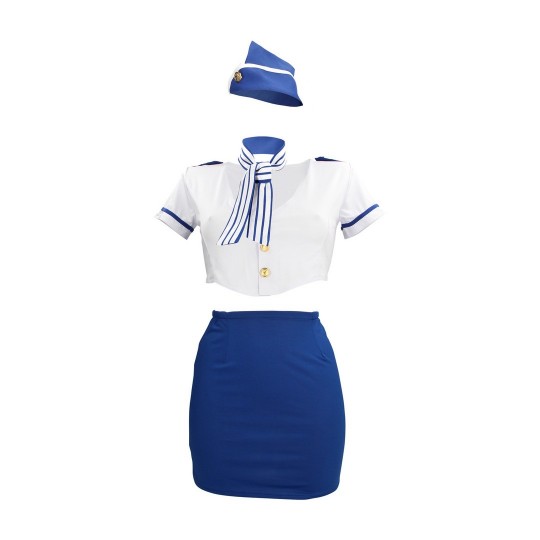 STEWARDESS COSTUME - BLUE/WHITE