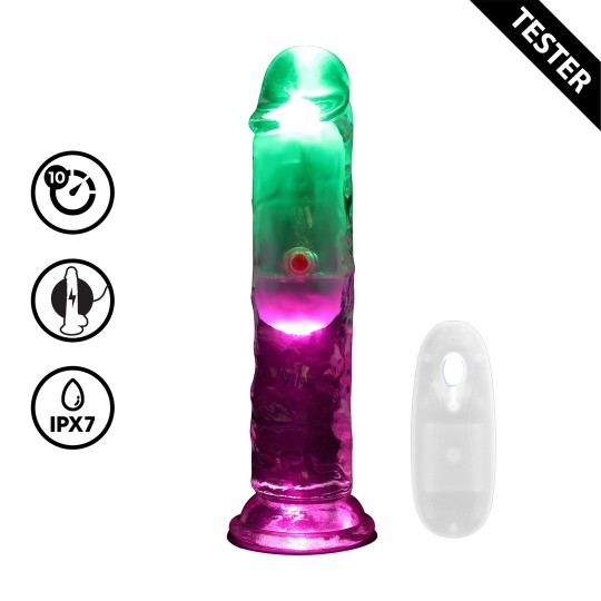 LED VIBRATING STRAIGHT COCK - 6 / 15 CM - TRANSPARENT - TESTER