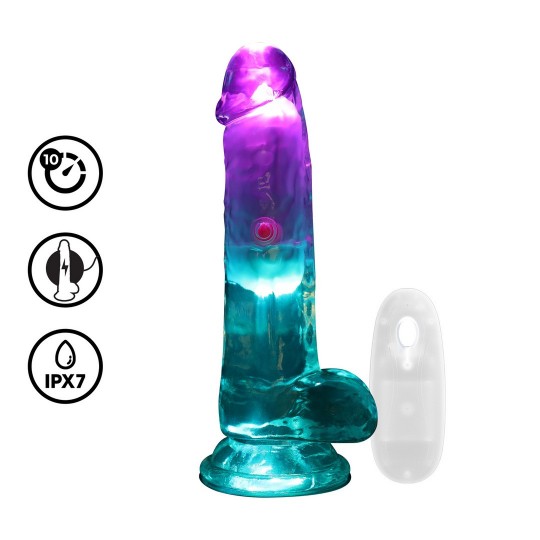 LED VIBRATING STRAIGHT COCK WITH BALLS - 6 / 15 CM - TRANSPARENT