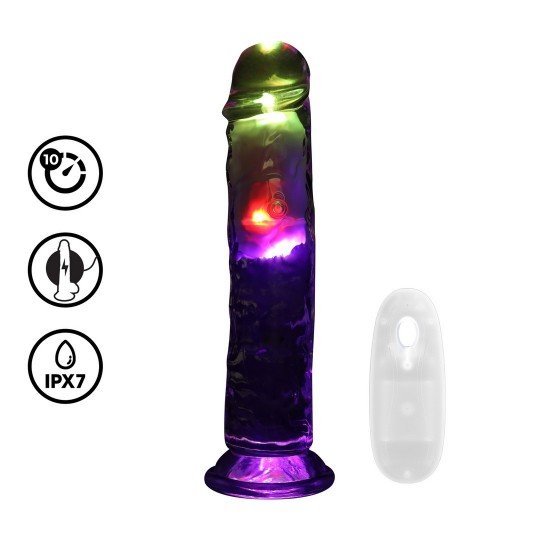 LED VIBRATING STRAIGHT COCK - 8 / 20 CM - TRANSPARENT