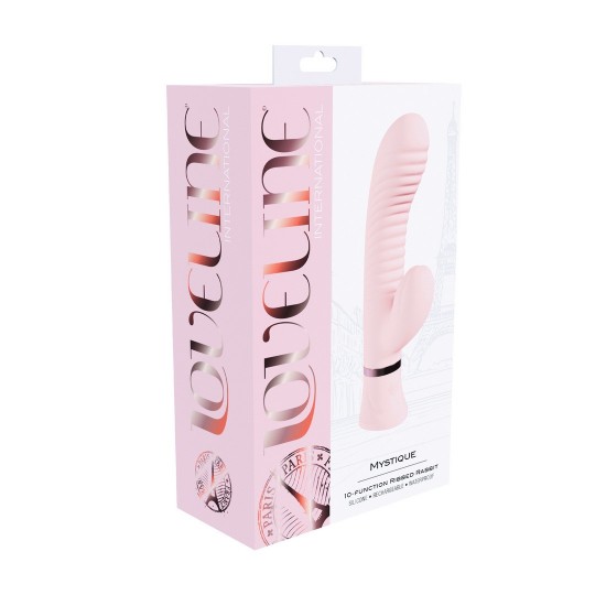 LOVELINE MYSTIQUE RIBBED RABBIT VIBRATOR PINK 