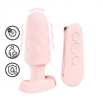 LOVELINE VELVET REMOTE CONTROL VIBRATING PLUG PINK 
