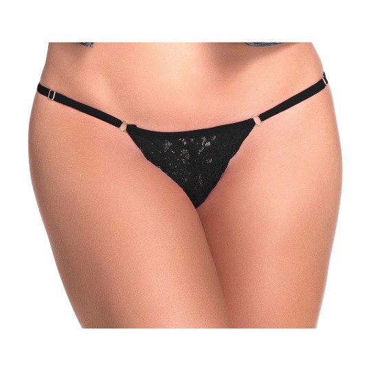PANTY DE ENCAJE CON ABERTURA - NEGRO