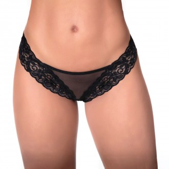 PANTY DE ENCAJE Y MALLA - NEGRO