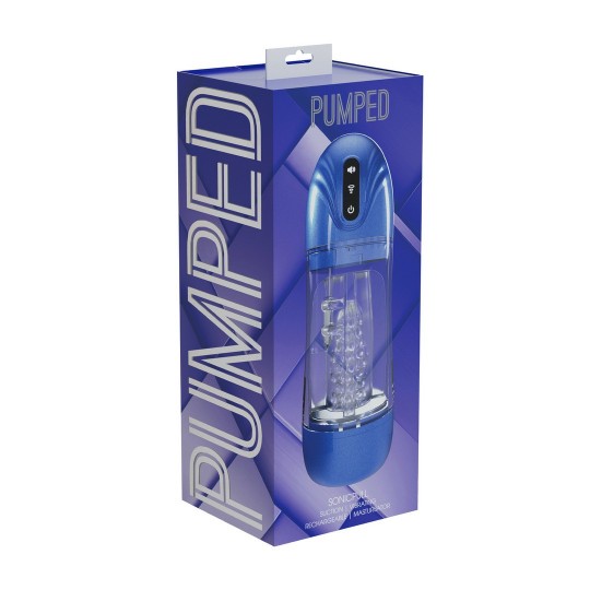 SONICPULL - SUCTION AND VIBRATION MASTURBATOR PUMP - MULTIMEDIA ENHANCED - METALLIC BLUE