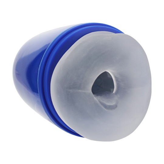 PUMPED PULSAR NEGATIVE PRESSURE SUCTION AND VIBRATION MASTURBATOR PUMP METALLIC BLUE