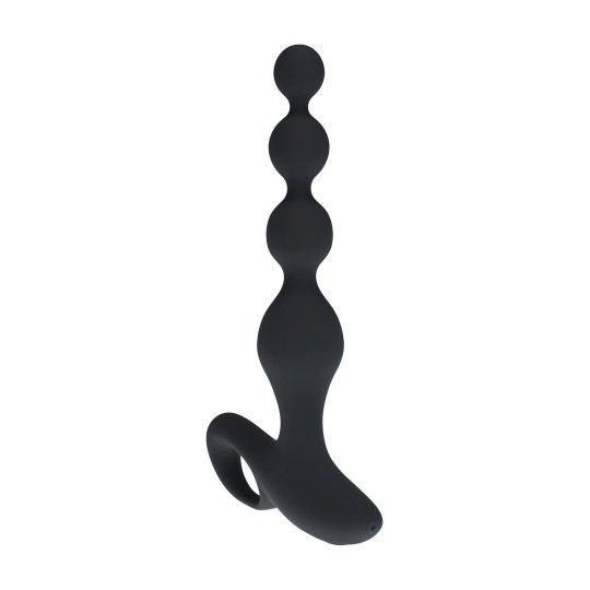 PLUG ANAL DE SILICONA VIBRANTE CON PERLAS Y CONTROL REMOTO - NEGRO