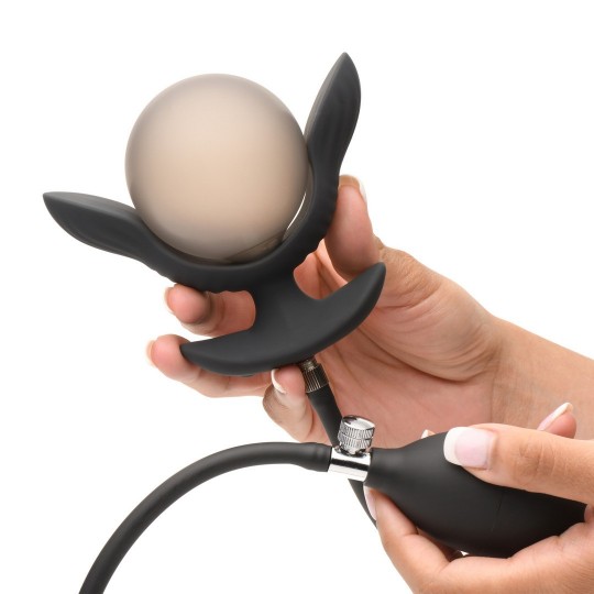 PERLA OSCURA - PLUG ANAL VIBRADOR INFLABLE CON CONTROL REMOTO - NEGRO