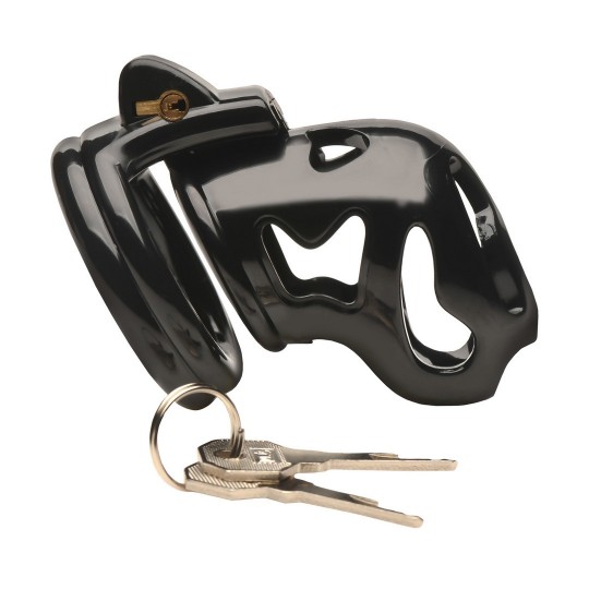 HARD STOP - JAULA DE CASTIDAD DE DOBLE ANILLO - NEGRA