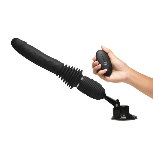 ULTIMATE POWER POUNDER - DILDO DE SILICONA VIBRANTE Y CON EMPUJE CON CONTROL REMOTO - NEGRO