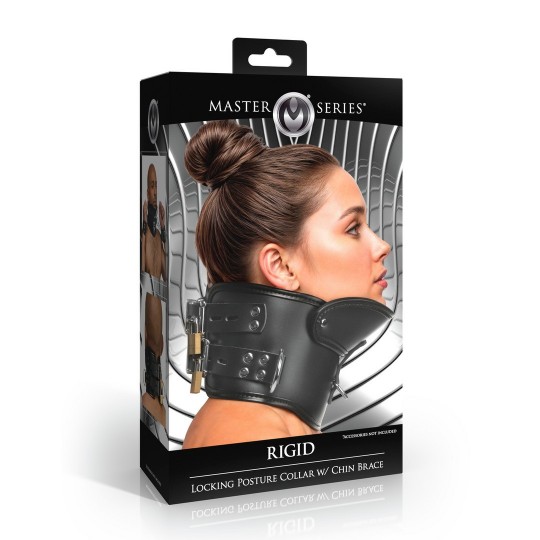RIGID - COLLAR DE POSTURA CON BLOQUEO Y SOPORTE PARA LA BARBILLA - NEGRO