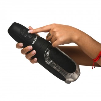 EL AGARRE DE PLACER MILKER - MASTURBADOR SUCCIONADOR Y VIBRANTE - TRANSPARENTE/NEGRO