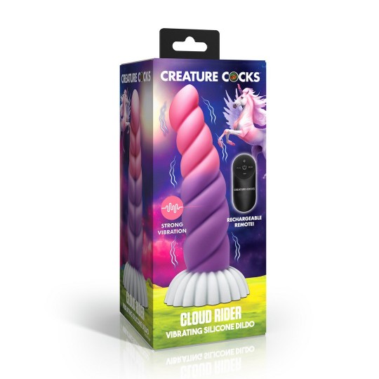 CLOUD RIDER - DILDO DE SILICONA VIBRANTE UNICORNIO - MORADO/ROSA