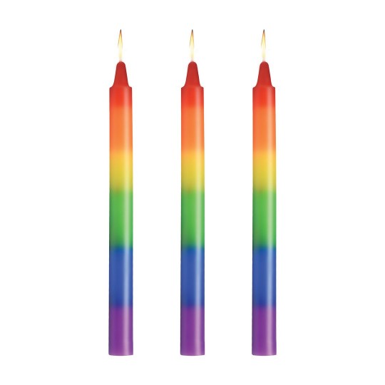 PRIDE CANDLES - JUEGO DE 3 VELAS GOTEANTES - ARCOÍRIS