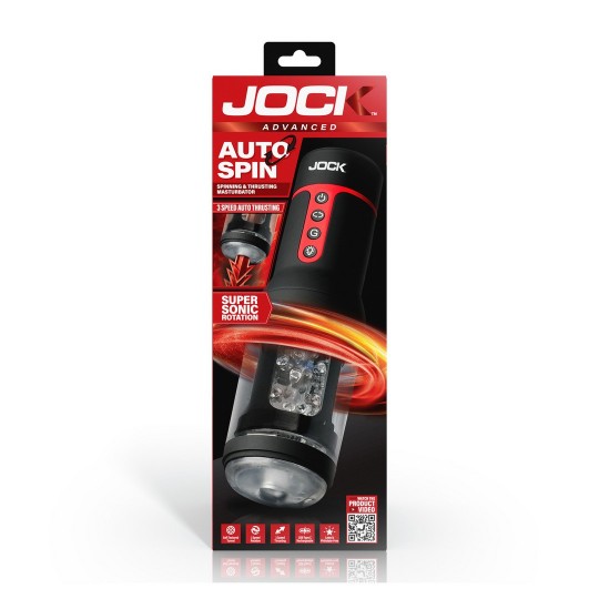 AUTO SPIN - MASTURBADOR GIRATORIO Y DE IMPULSO - TRANSPARENTE/NEGRO