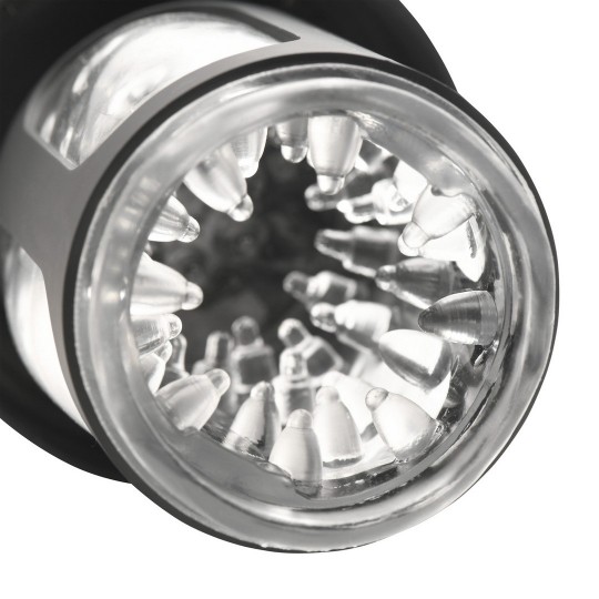 AUTO SPIN - MASTURBADOR GIRATORIO Y DE IMPULSO - TRANSPARENTE/NEGRO