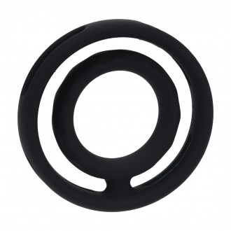 ANILLO DE SILICONA CLÁSICO CON ESTRÍAS PARA PENE Y TESTÍCULOS - NEGRO