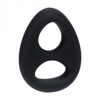 LEVELZ DOUBLE LIQUID SILICONE COCK AND BALL RING BLACK 