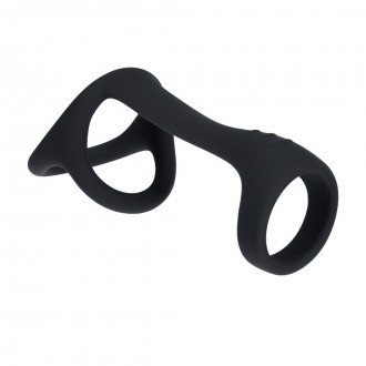LEVELZ TRI O SILICONE SHAFT COCK AND BALL RING BLACK 