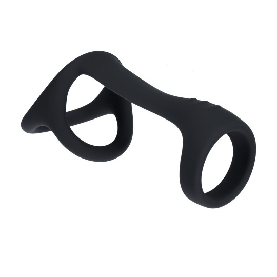 LEVELZ TRI O SILICONE SHAFT COCK AND BALL RING BLACK 