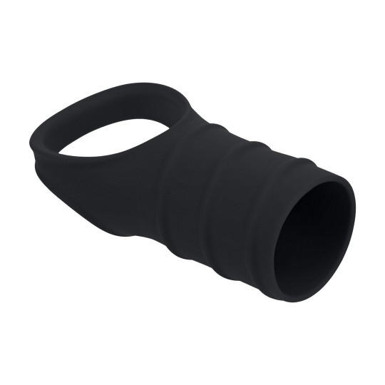 LEVELZ SILICONE COCKRING AND RIBBED SLEEVE BLACK 