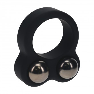 LEVELZ LIQUID SILICONE DOUBLE WEIGHTED BALL COCKRING BLACK 