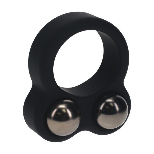 ANILLO DE PENE DOBLE PESADO DE SILICONA LÍQUIDA - NEGRO