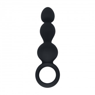 LEVELZ BEADED SILICONE ANAL PROBE WITH LOOP BLACK 