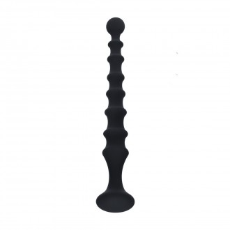 LEVELZ RIBBED SILICONE FLARED ANAL PROBE BLACK